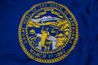 Nebraska 'nın (ABD) sallanan bayrağına 3D görüntüleme ile tam kare yakın çekim.
