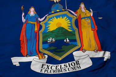 New York (ABD) bayrağının 3 boyutlu olarak dalgalanan tam kare görüntüsü.