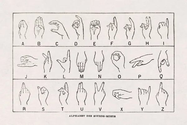 Antigua Ilustración Sobre Lengua Signos Francesa Impresa Diccionario 1889 — Foto de Stock