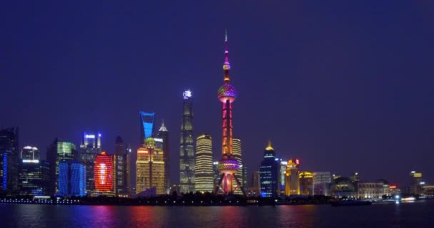 Het Financiële District Van Pudong Schemering Shanghai China — Stockvideo