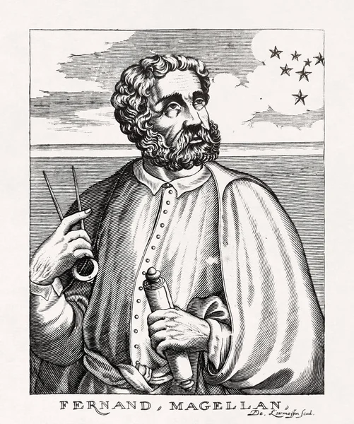 Portret Van Portugese Ontdekkingsreiziger Ferdinand Magellan Getekend 16E Eeuw Door — Stockfoto