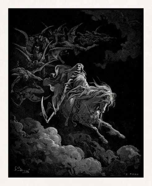 Teckning Döden Den Bleka Hästen Gjord 1866 Gustave Dore För — Stockfoto