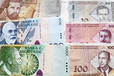 Arnavut Lek ve Bosna-Hersek 'in üstü açılabilir markası üzerine yakın çekim.