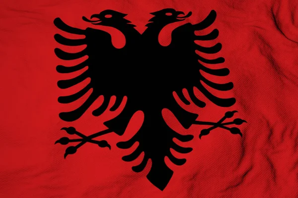Volledige Frame Close Van Een Zwaaiende Albanese Vlag Rendering — Stockfoto