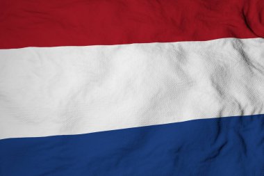 Dalgalanan bir Hollanda bayrağının 3 boyutlu görüntüsünün tam kare görüntüsü.