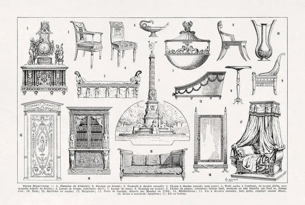 Ate Goichon 'un 19. yüzyıl sonlarındaki Fransızca bir sözlükten alınmış Directoire sanat stilleri üzerine resmi.