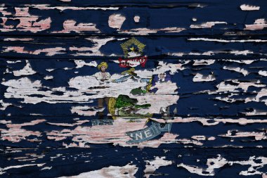 Maine bayrağı grunge ahşap tahtaya boyanmış..