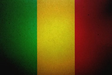 Kağıt bir yaprağa basılmış Mali bayrağı.