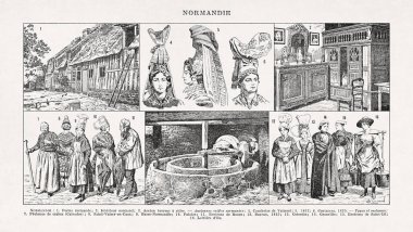 Ate Goichon tarafından 19. yüzyılın sonlarında yayımlanan Normandiya ve kültürü hakkında yapılan siyah beyaz illüstrasyon.