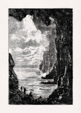 Kaşifleri tasvir eden Edouard Riou 'nun canlandırması ilk olarak Jules Verne' in 