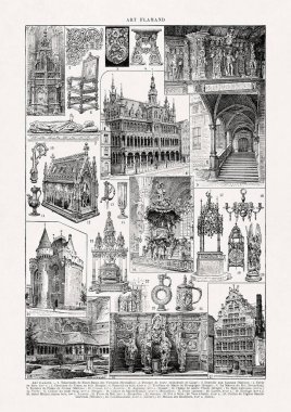 Jacques Maurice Dessertenne 'in 19. yüzyılın sonlarında basılan Flaman sanatı hakkındaki siyah beyaz çizimi.