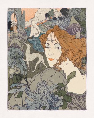 Sanat Nouveau renk taşbaskısı Georges de Feure tarafından, 1897 'de yapıldı. 