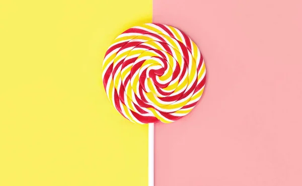 Close Image Colorful Lollipop Isolated Pink Background — Stock Photo, Image