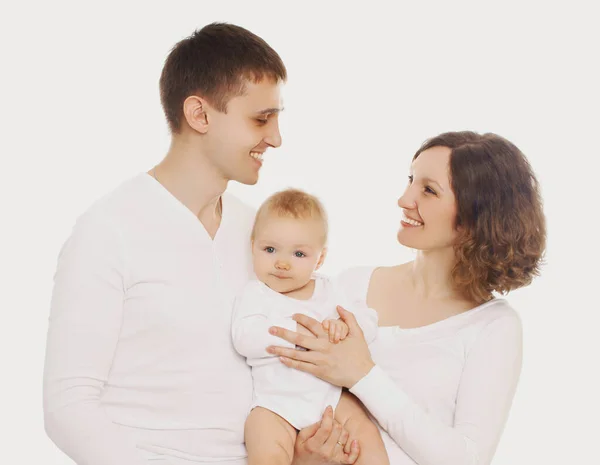 Family Portrait Happy Smiling Mother Father Looking Each Other Cute — Stock Photo, Image