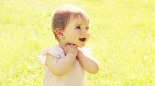 Summer Portrait Cheerful Baby Sunny Day — Stock Photo, Image