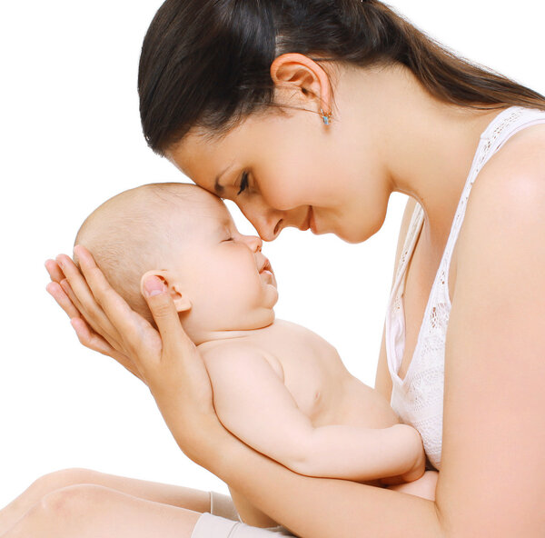 Sensual mom and baby sleeping, tenderness