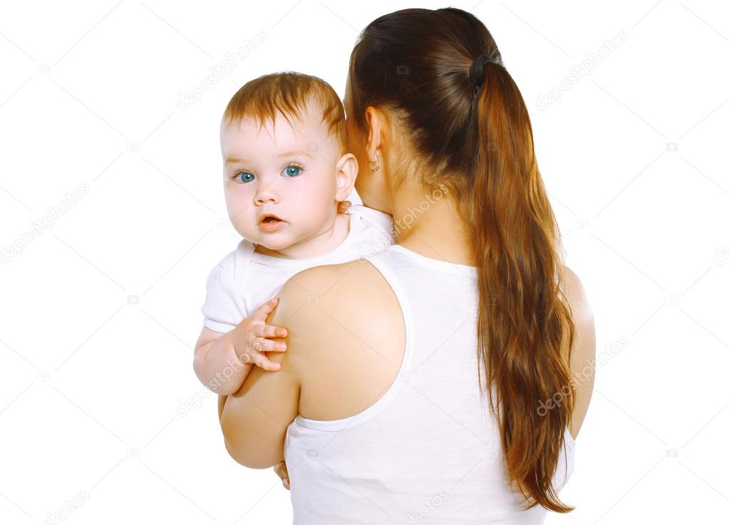 Cute calm baby and mother