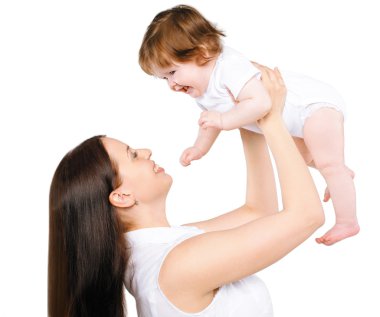 Mutlu anne ile birlikte eğleniyor onun şirin bebek 