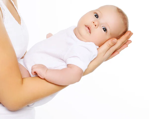 Portrait of infant on hands mother — Stock Photo, Image