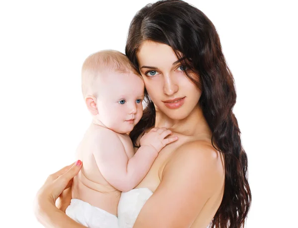 Mãe bonita com bebê pequeno — Fotografia de Stock