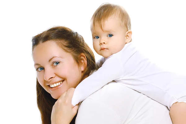 Primo piano madre e bambino fare esercizio fisico - sport, fitness e guarire — Foto Stock