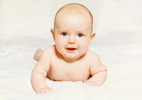 Little baby on the bed at home — Stock Photo, Image