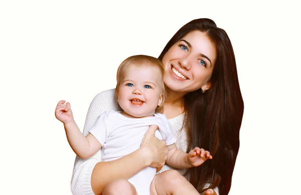Portrait of happy smiling mother and child together having fun — Stock Photo, Image