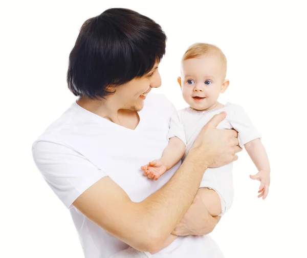 Portrait of happy young father playing with baby — Stock Photo, Image