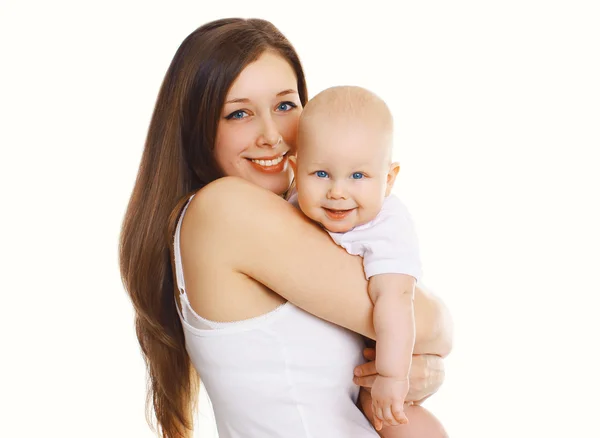 Portrait of happy young mom and cute baby together — Stock Photo, Image