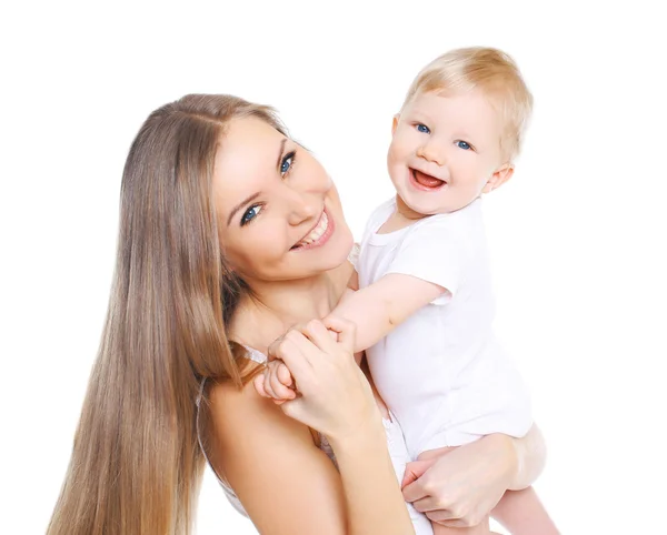 Portret pięknej szczęśliwą matką i jej cute baby — Zdjęcie stockowe