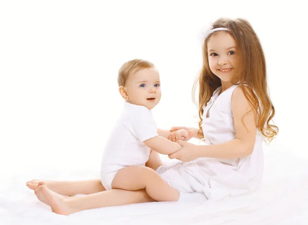 Two children little sisters playing and having fun together — Stock Photo, Image