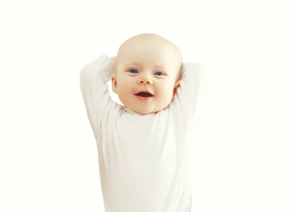 Bebek yalan ve gülümseyen portre — Stok fotoğraf