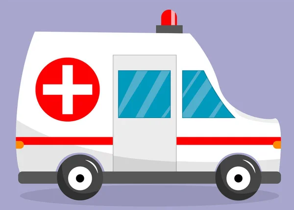 Ambulance auto op de achtergrond. Ambulance auto paramedisch noodgeval. Ambulance voertuig medische evacuatie. Vectorillustratie — Stockvector