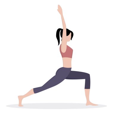 Yoga. Yoga pozu. Savaşçı Virabhadra çiziminin duruşu