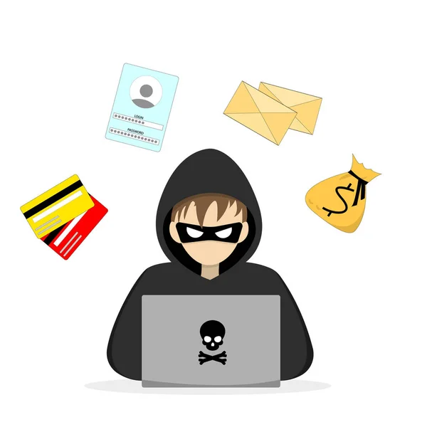 Hacker Laptop Icoon Platte Illustratie Van Hacker Laptop — Stockfoto