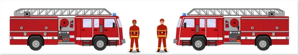 Ilustrasi Mobil Pemadam Kebakaran Dan Pemadam Kebakaran - Stok Vektor