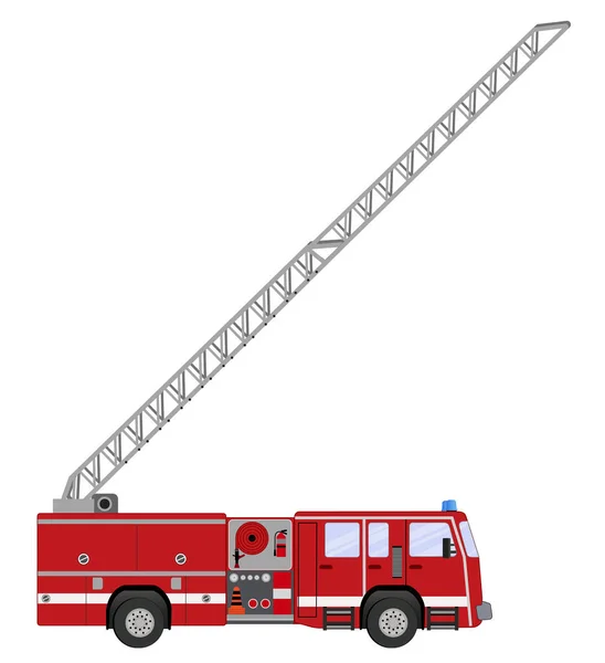 Rotes Feuerwehrauto Einsatzfahrzeug Feuerwehr Gestaltete Element Seitenansicht Vektor Illustration Auf — Stockvektor