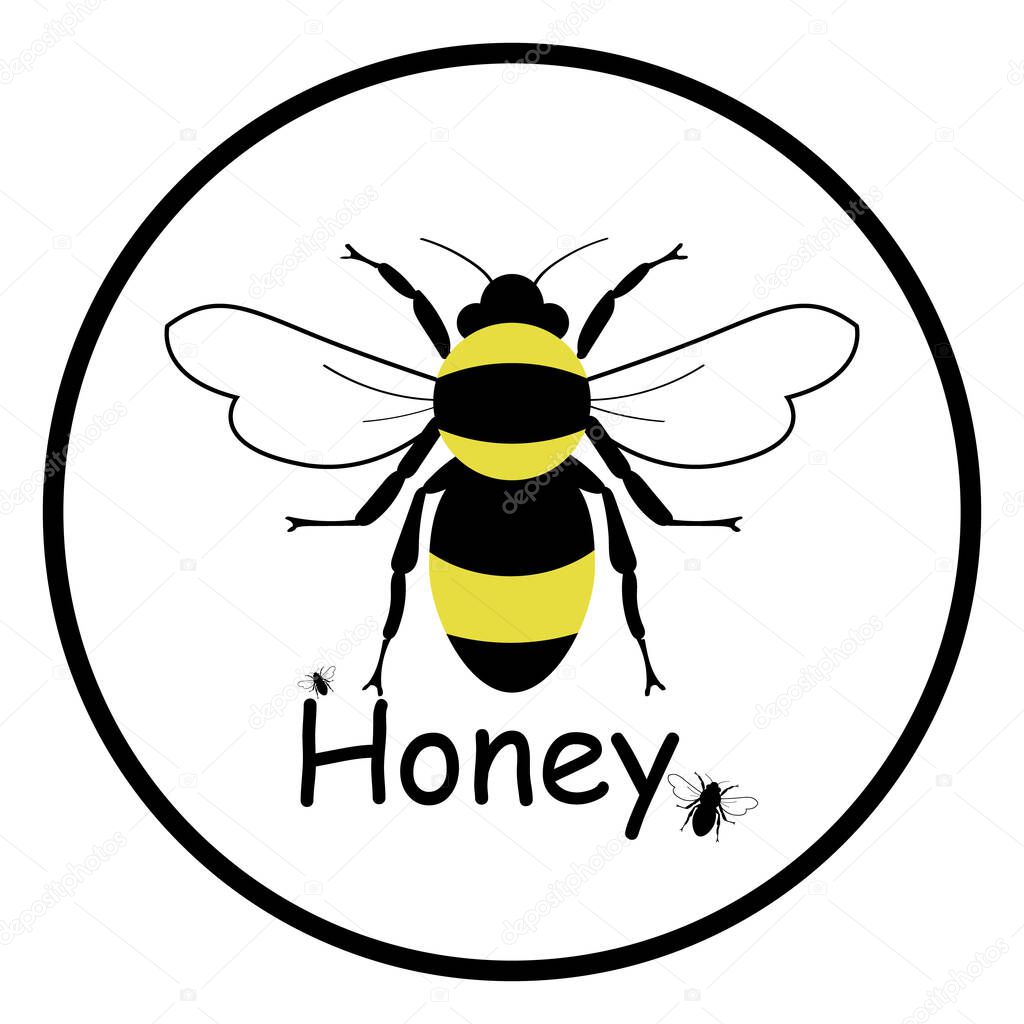 Bee logo. Honey icon. Simple bee on a white background, logo.