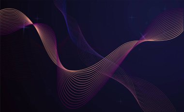 Soyut arkaplan. Karanlık arkaplandaki çizgilerden ince parlak dalgalar.
