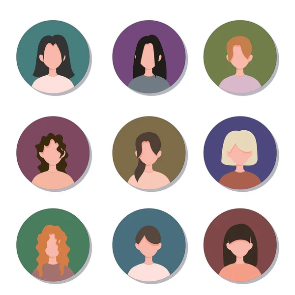 Ensemble Icônes Profil Avatar Icônes Masculines Sans Visage — Image vectorielle