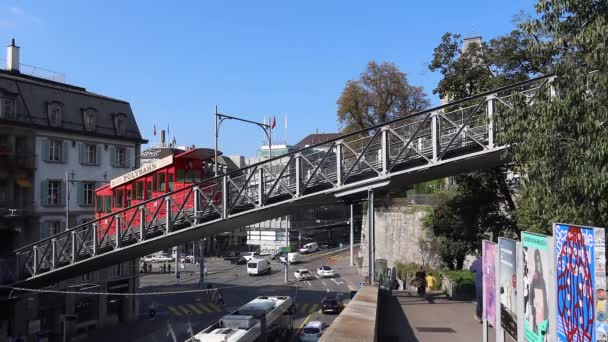 Zurich Switzerland September 2020 Polybahn Also Known Ubs Polybahn Funicular — Stock Video