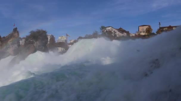 Rhine Falls Suíça Outubro 2020 Água Corrente Das Cachoeiras Reno — Vídeo de Stock