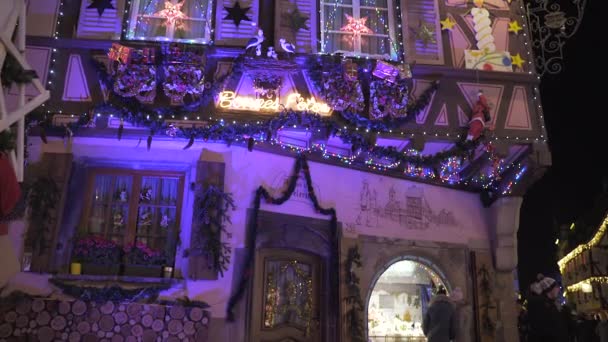 Colmar Francia Diciembre 2019 Tradicional Celebración Mágica Navidad Colmar Francés — Vídeos de Stock