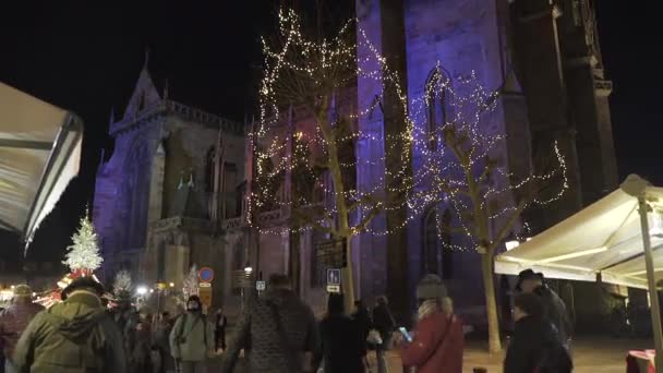 Colmar Francia Diciembre 2019 Tradicional Celebración Mágica Navidad Colmar Francés — Vídeo de stock