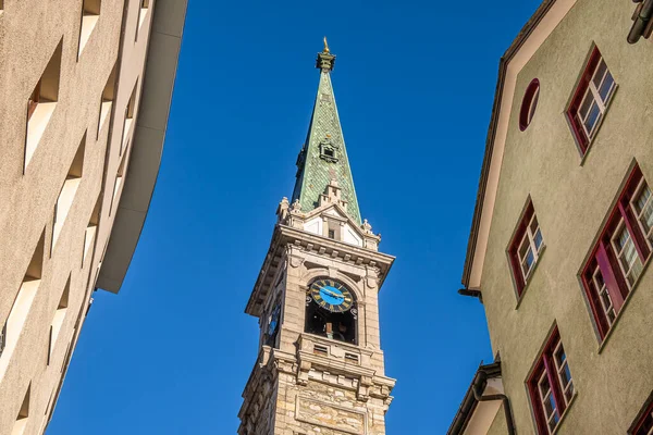 Moritz Schweiz November 2020 Der Glockenturm Der Reformierten Kirche Der — Stockfoto