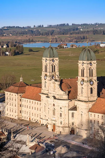 Einsiedeln Suisse Novembre 2020 Abbaye Bénédictine Einsiedeln Avec Puissante Basilique — Photo