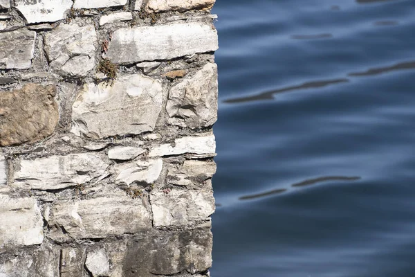 Фоновое Изображение Каменной Стены Озера Лугано Швейцария — стоковое фото
