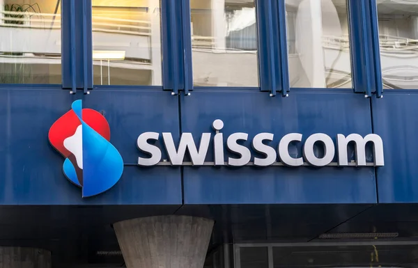 Chur Suisse Février 2021 Swisscom Est Important Fournisseur Télécommunications Suisse — Photo