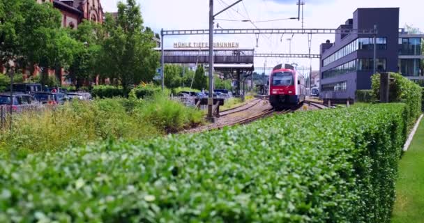 Zurich Switzerland June 2021 Commuter Regional Train Zurich Moving Direction — Stock Video