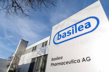 BASEL, SWitzERLAND - 15 Mart 2020: Basilea Pharmaceutica merkezi İsviçre 'nin Basel şehrinde bulunan çok uluslu özel bir biyofarmasötik şirketidir.